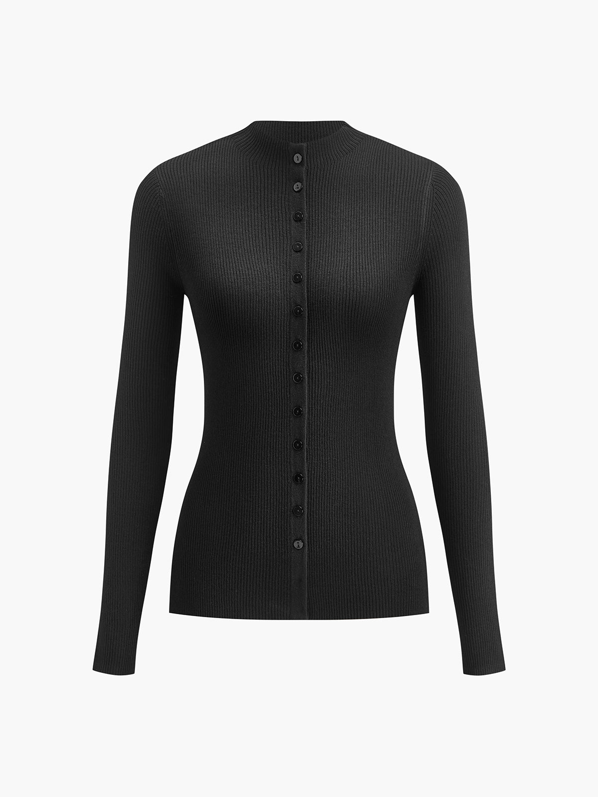 Button Down Skinny Knit Top-Chicvia