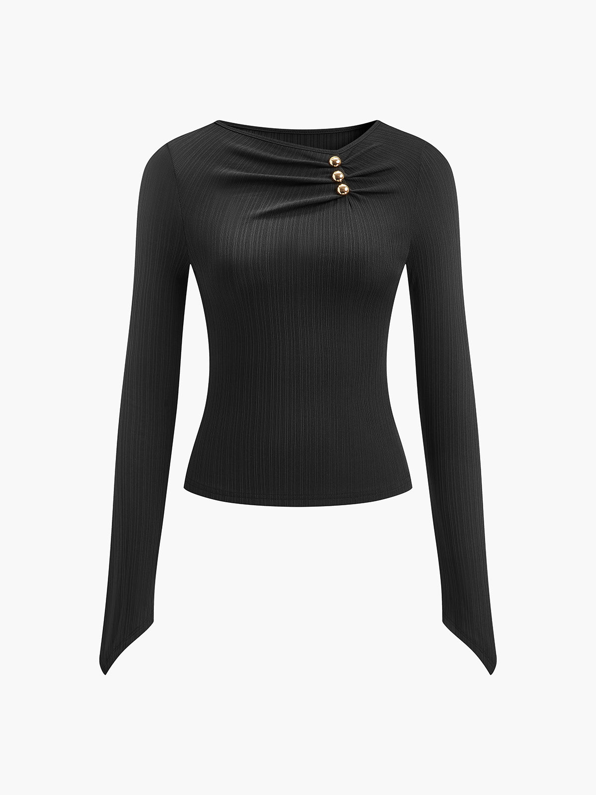 Metal Detail Pleated Blouse-Chicvia