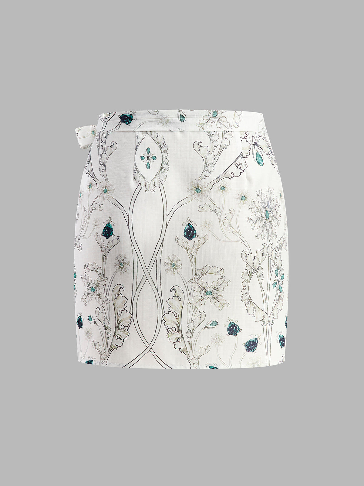 Floral Print Wrap Skirt-Chicvia