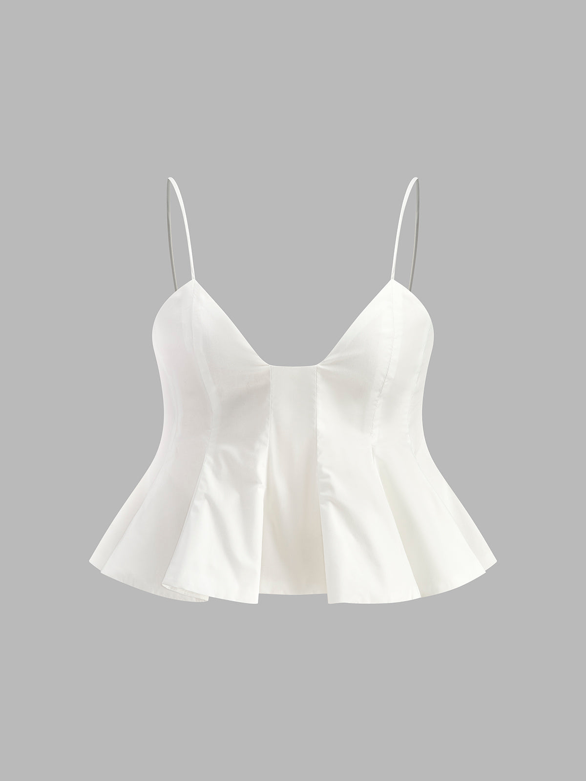 Peplum Spaghetti Strap Top-Chicvia