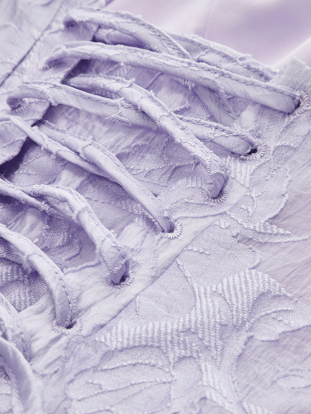 Floral Jacquard Lace-Up Dress-Chicvia