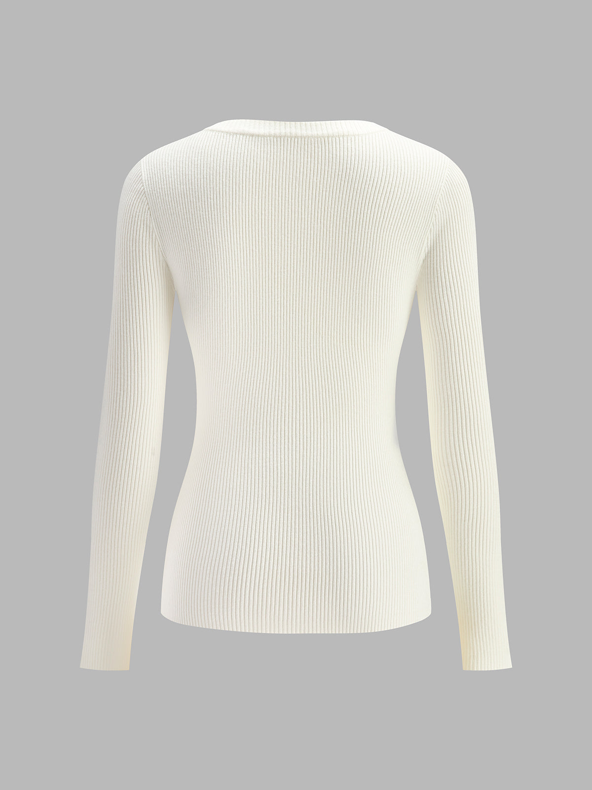 Plain Asymmetrical Breasted Sweater-Chicvia