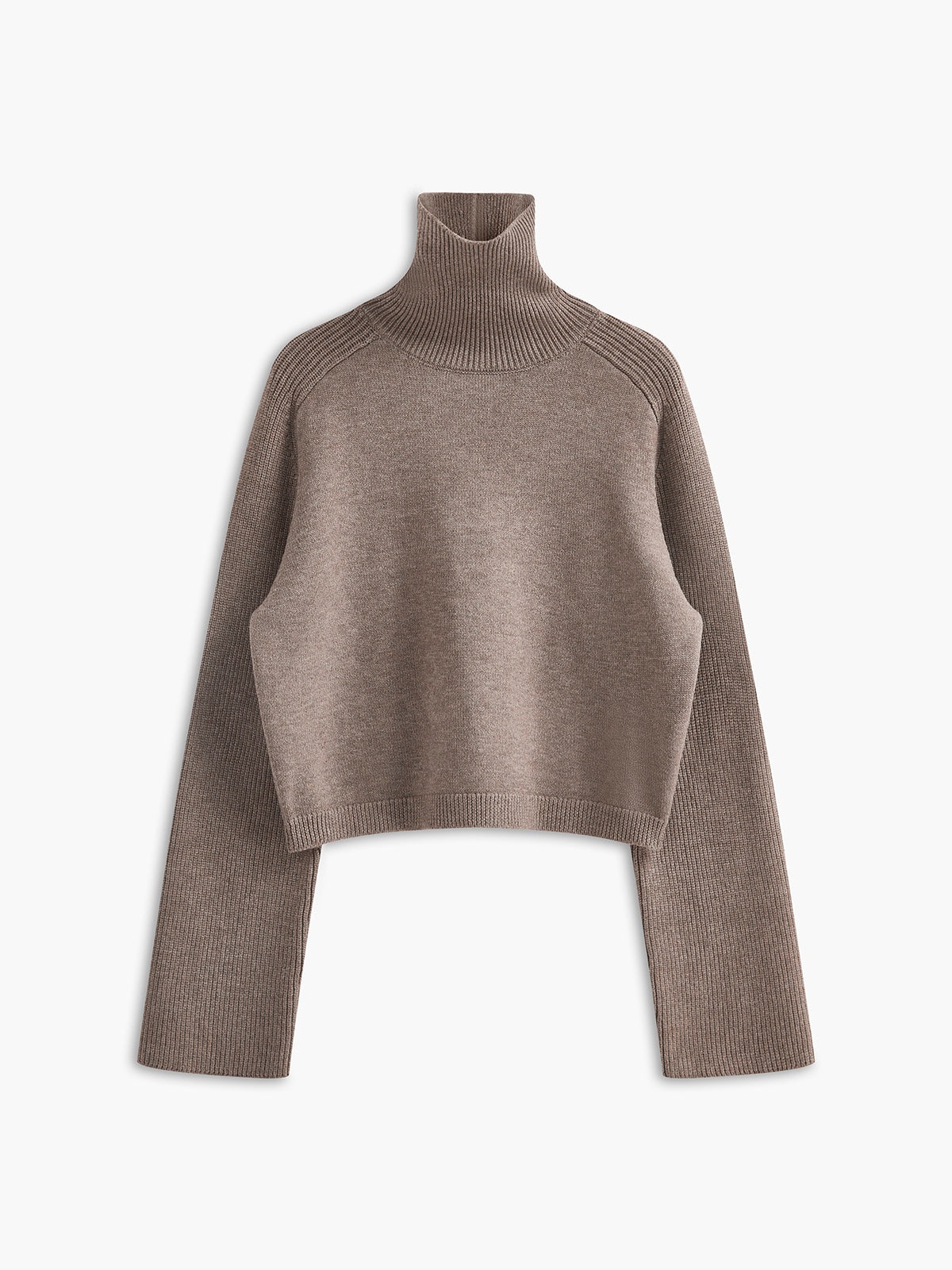 Ribbed Turtleneck Short Sweater-Chicvia