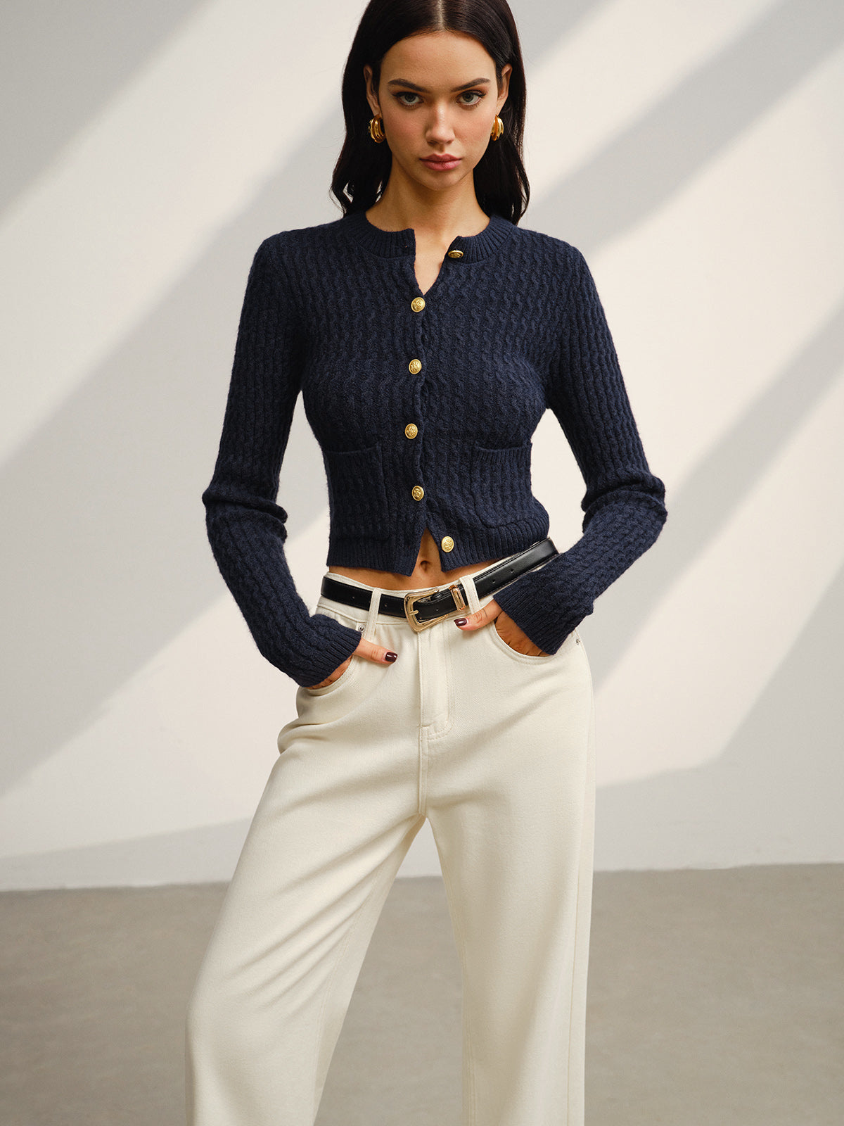 Button Down Petite Cardigan-Chicvia