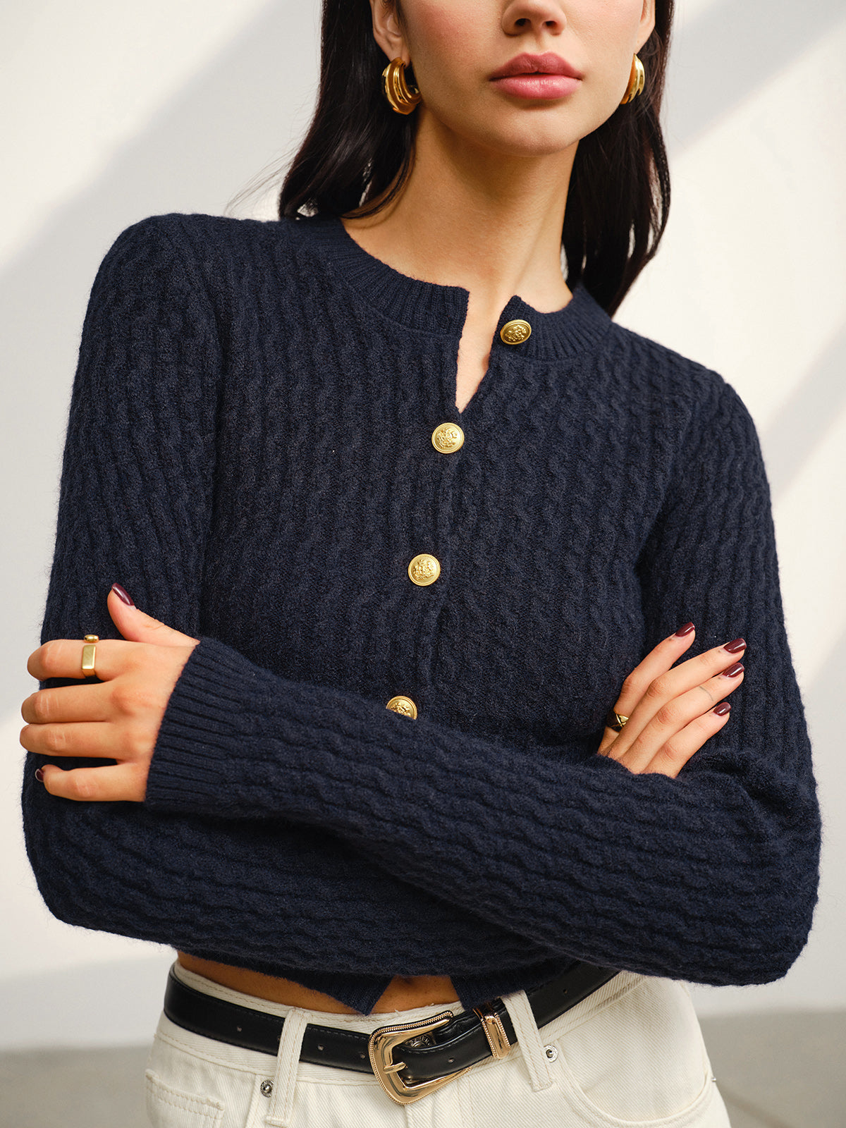 Button Down Petite Cardigan-Chicvia