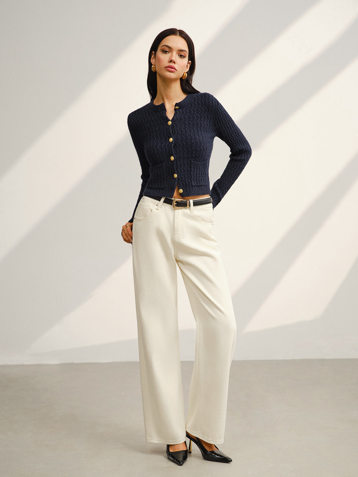 Button Down Petite Cardigan-Chicvia