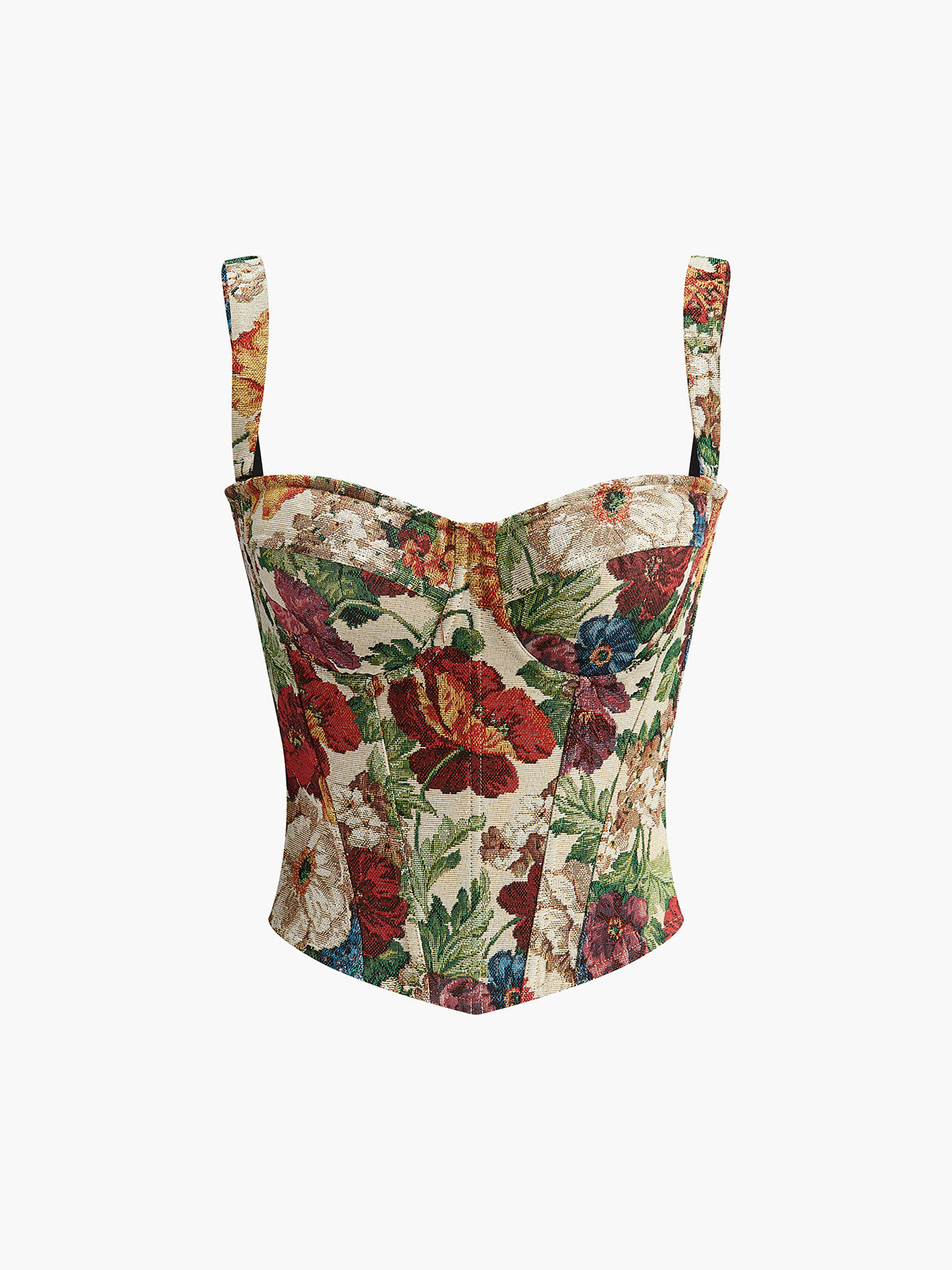 Floral Print Sweetheart Corset-Chicvia