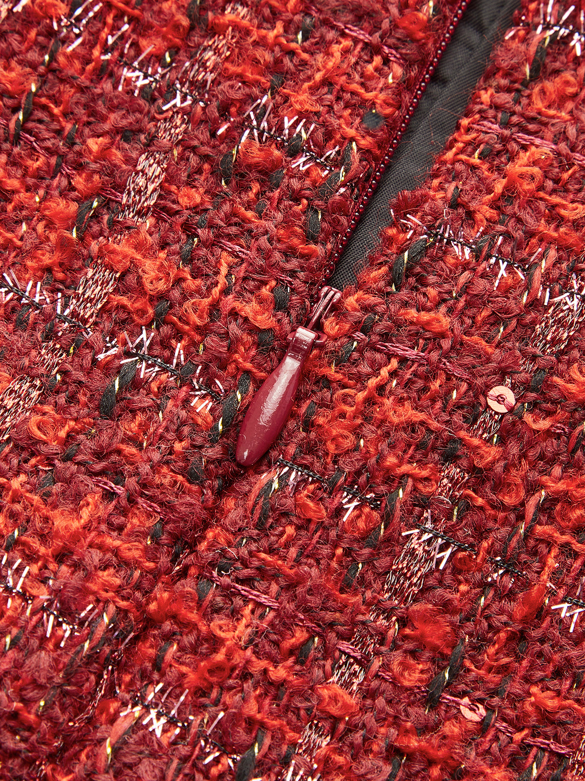 Mid-Waist Tweed Zipper Skirt-Chicvia