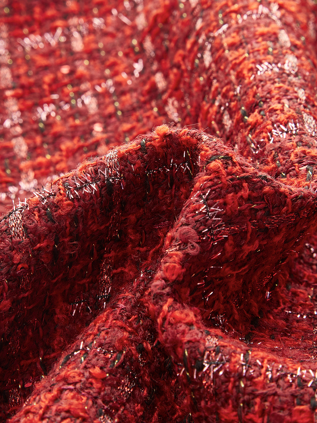 Mid-Waist Tweed Zipper Skirt-Chicvia