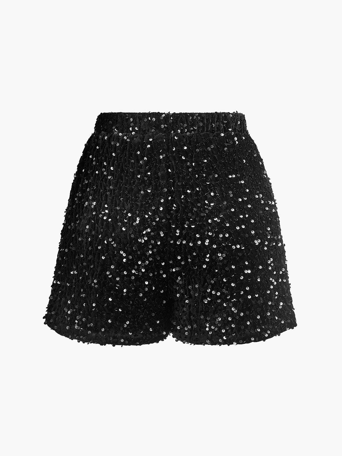 Elastic Waist Sequins Shorts-Chicvia