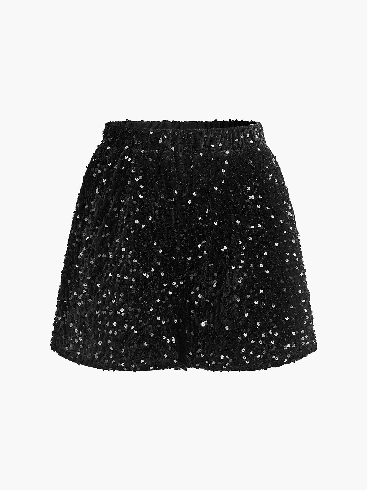 Elastic Waist Sequins Shorts-Chicvia