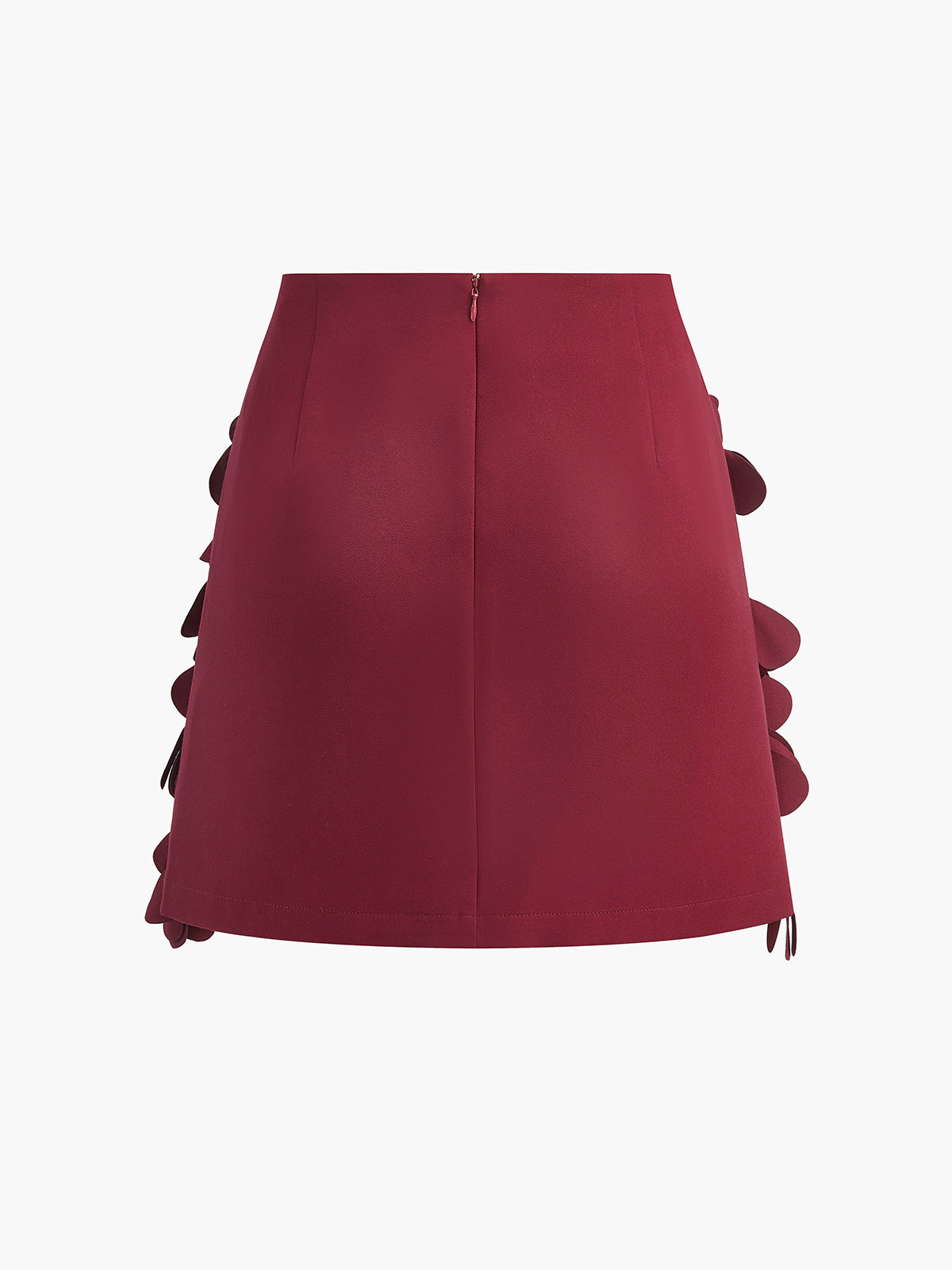 Mid-Waist Petal-Detail A-Line Skirt-Chicvia