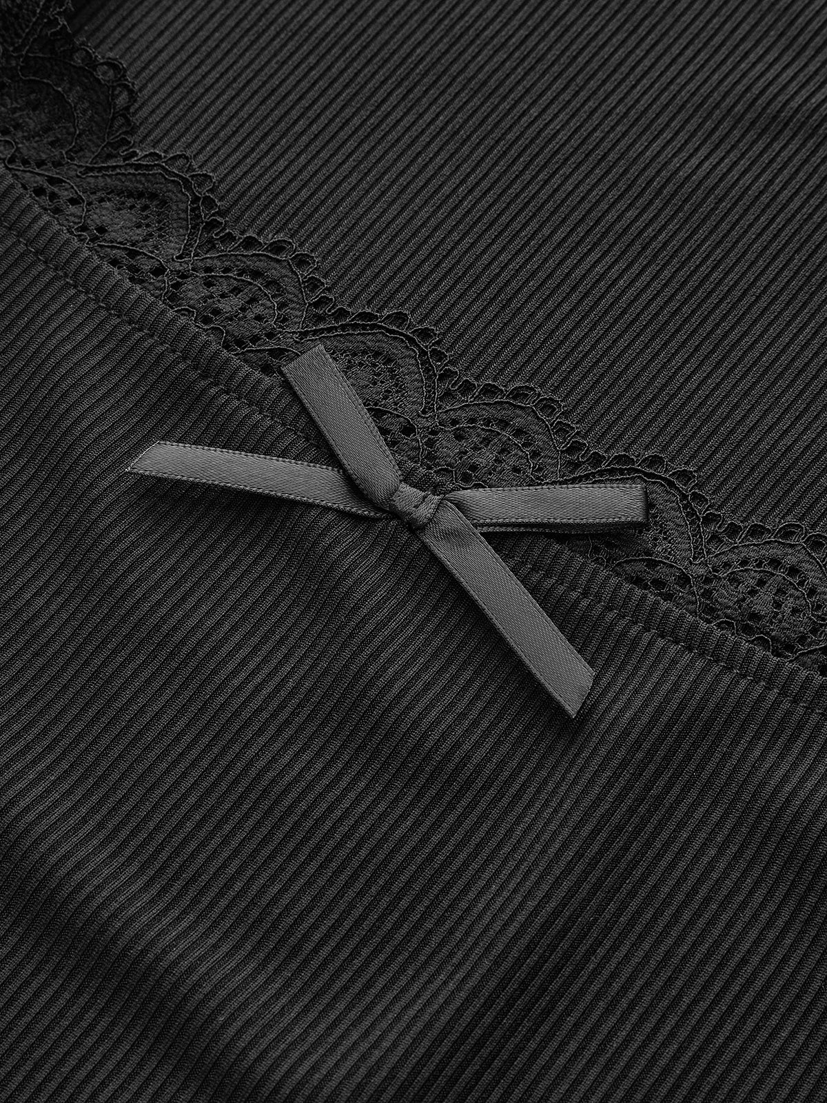 Lace Trim Long Sleeve Crop Top-Chicvia