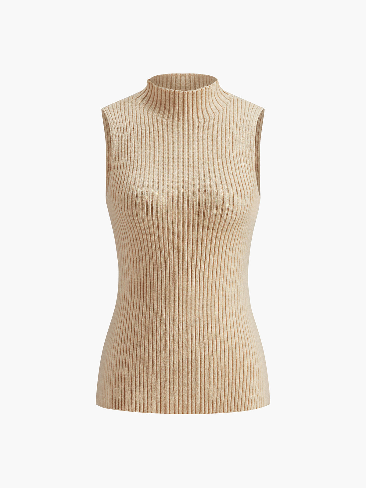 Minimalist Mock Neck Rib Tank Top-Chicvia