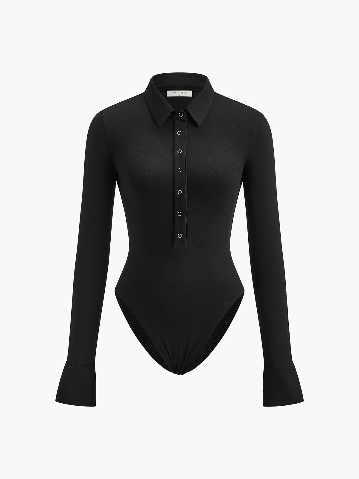 Button Down Collared Bodysuit-Chicvia
