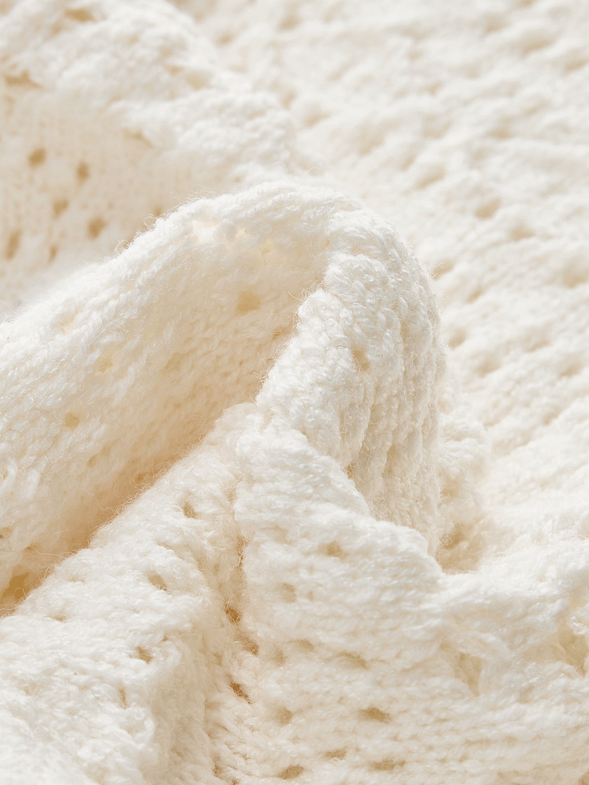 Lace Hem Crochet Cardigan-Chicvia