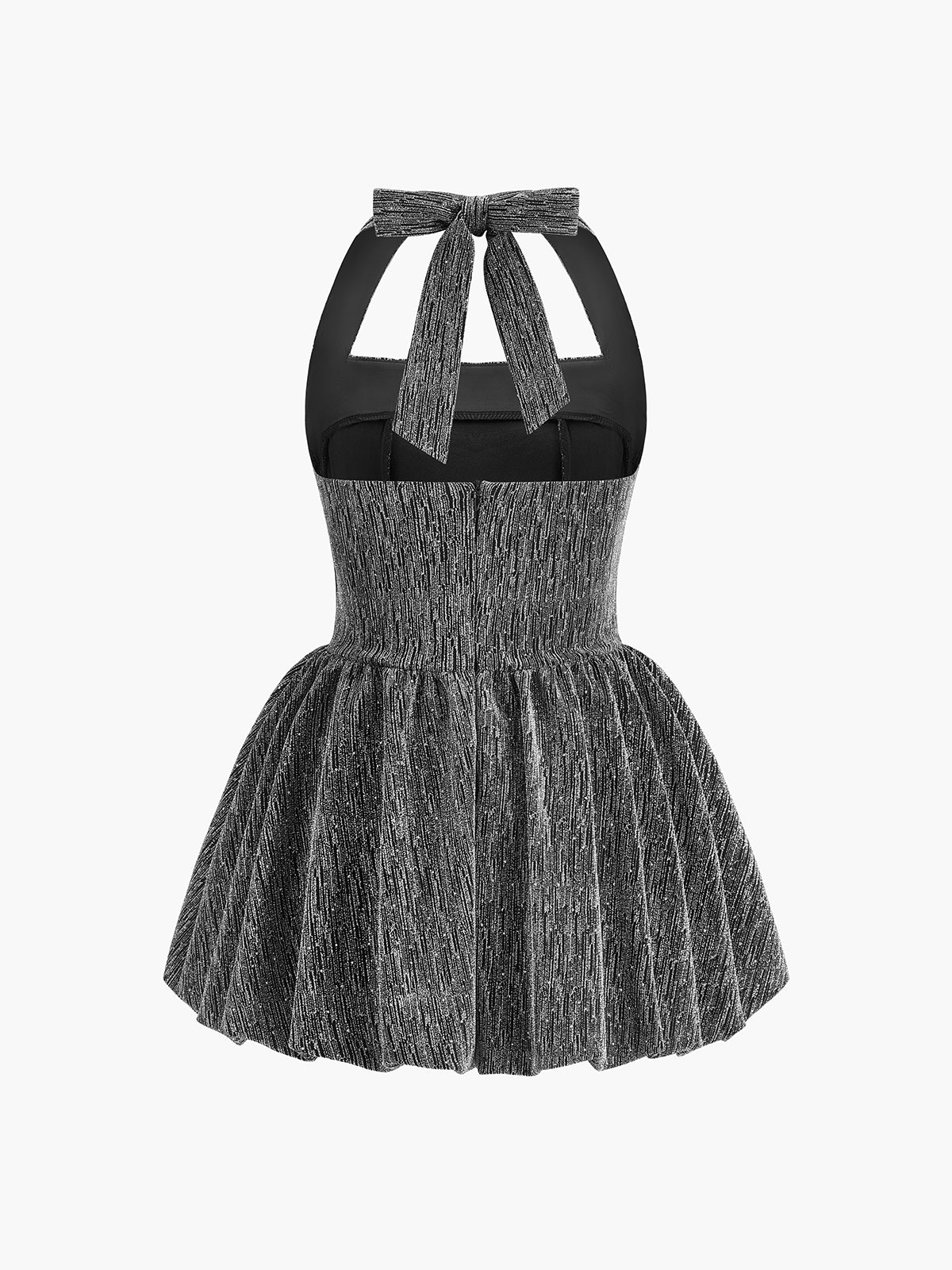 Halter Backless Pleated Dress-Chicvia