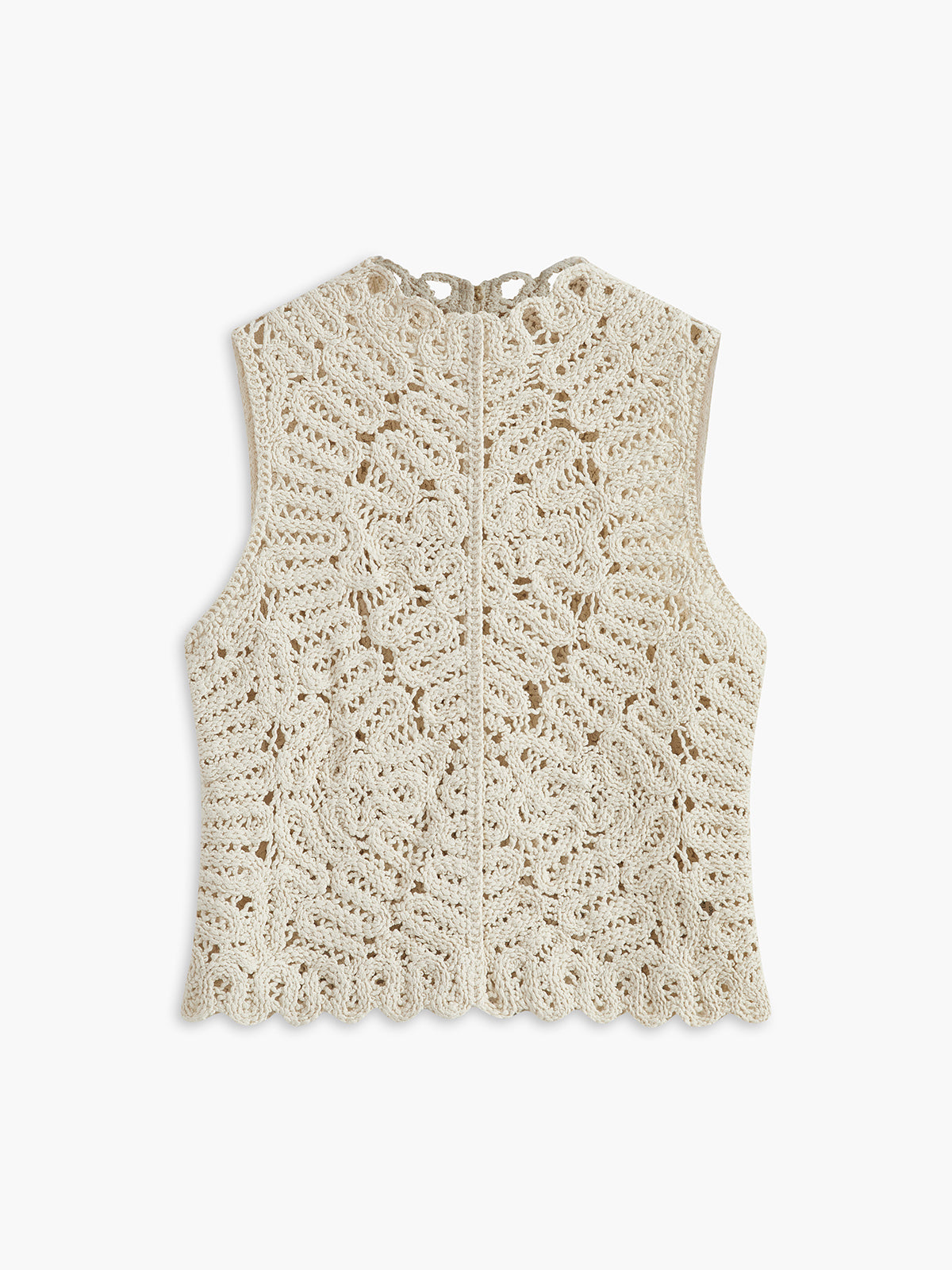Floral Crochet Hollow Out Sweater Vest-Chicvia