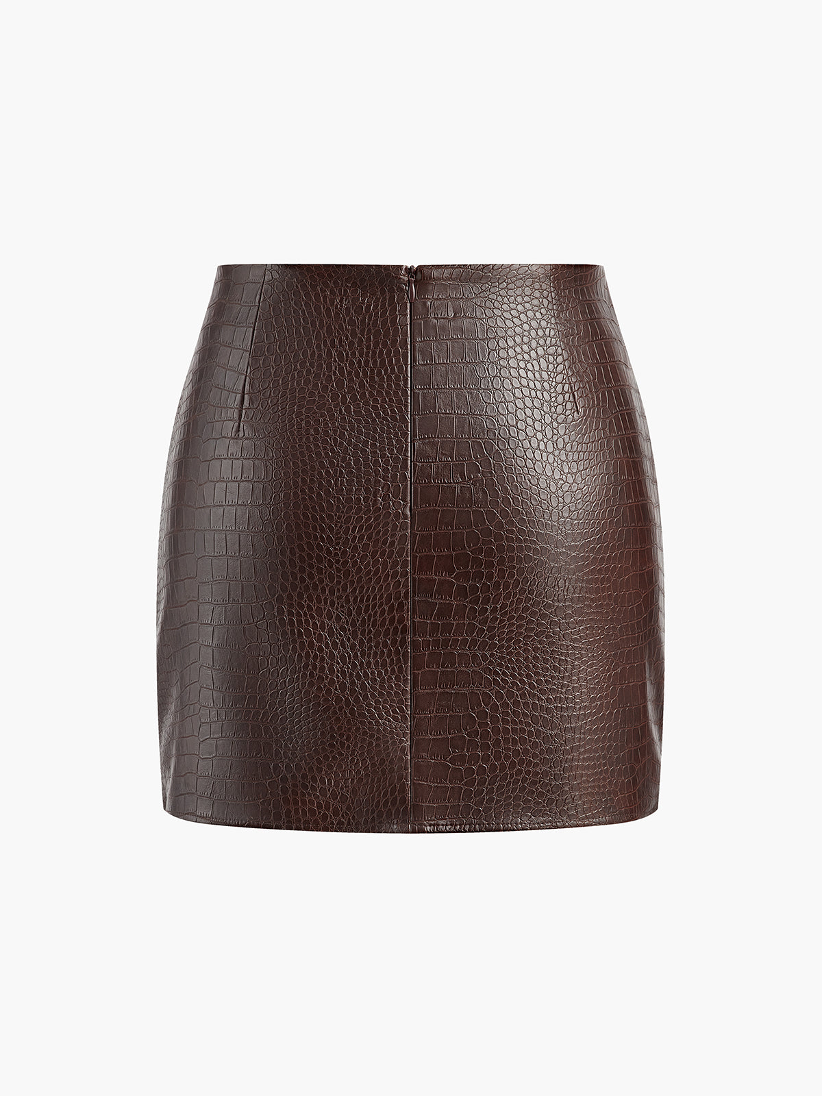 High-Waist Crocodile Mini Skirt-Chicvia