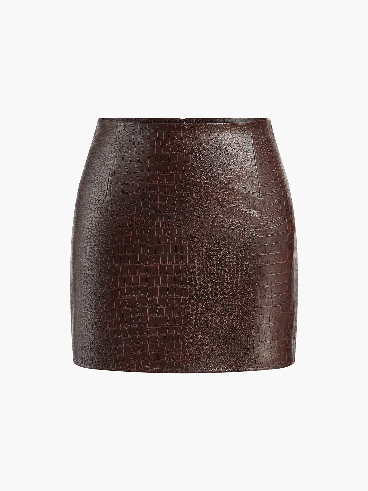 High-Waist Crocodile Mini Skirt-Chicvia