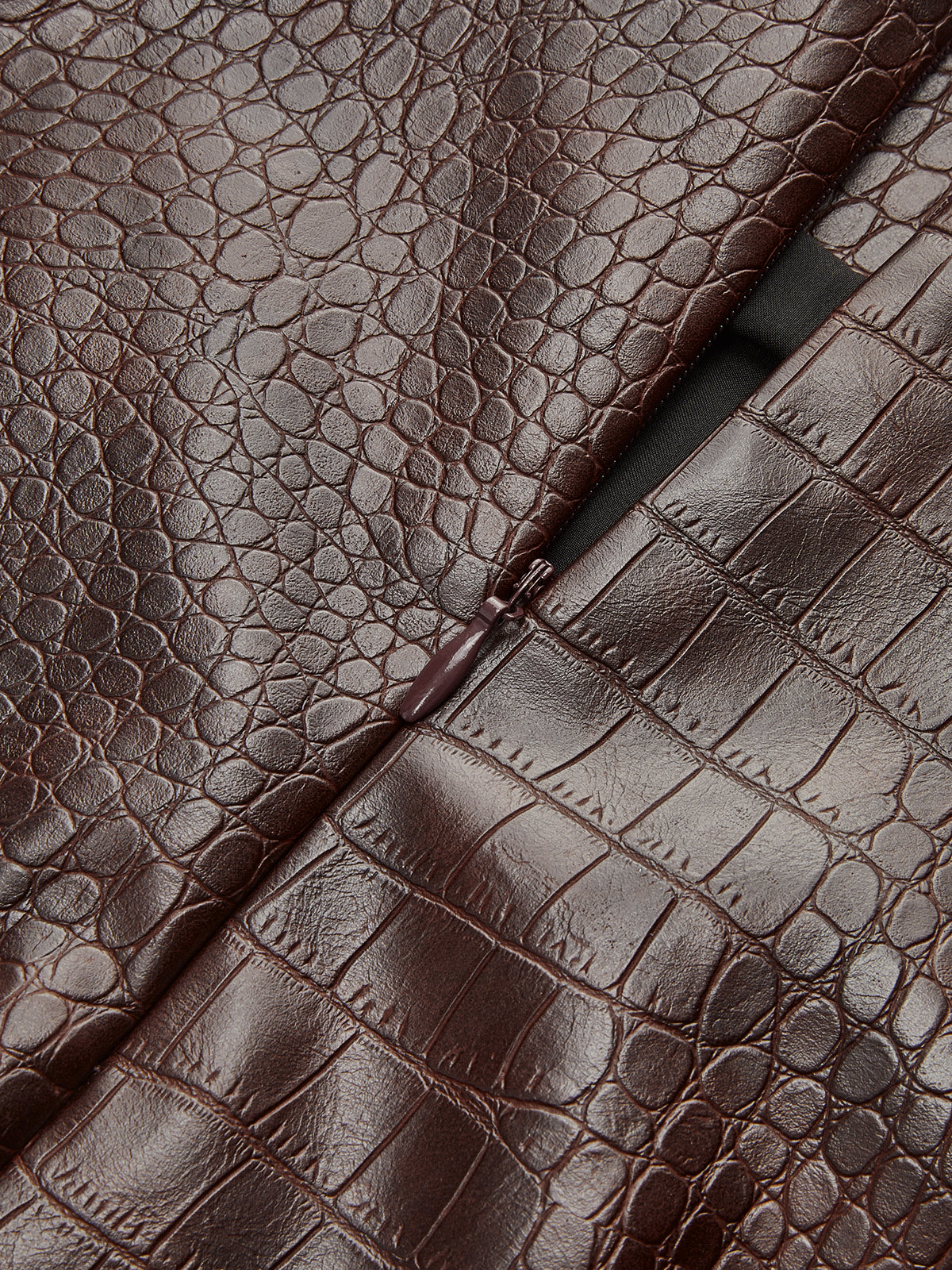 High-Waist Crocodile Mini Skirt-Chicvia