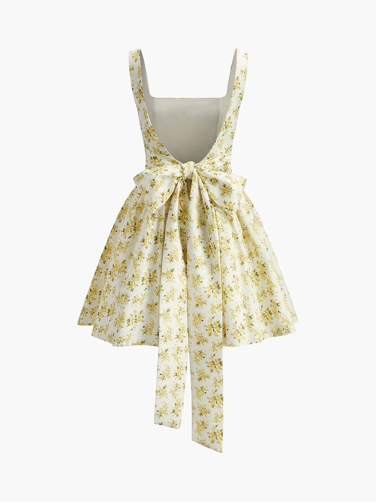 Floral Print Bow Back Dress-Chicvia
