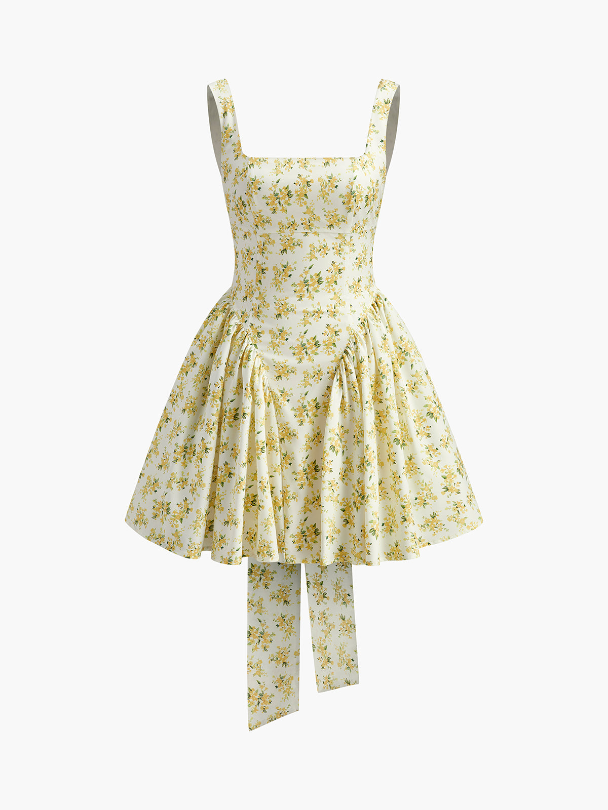 Floral Print Bow Back Dress-Chicvia