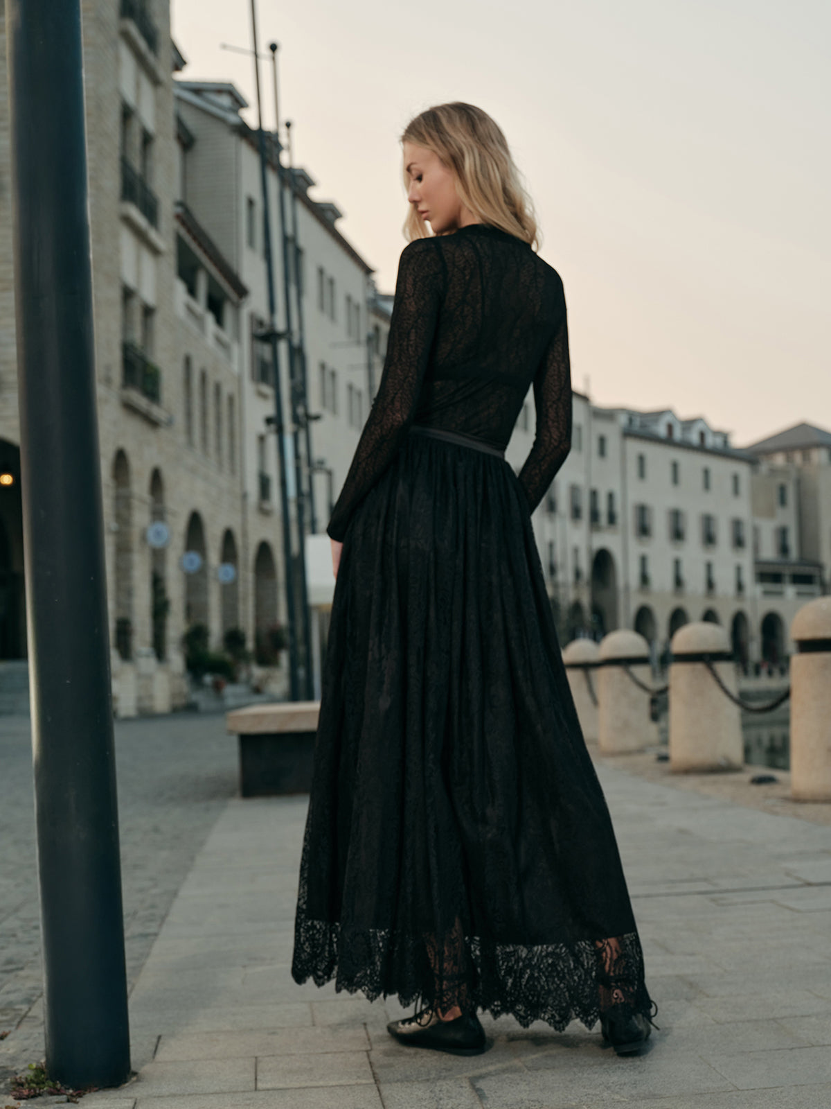 Lace Embroidered A-Line Skirt-Chicvia