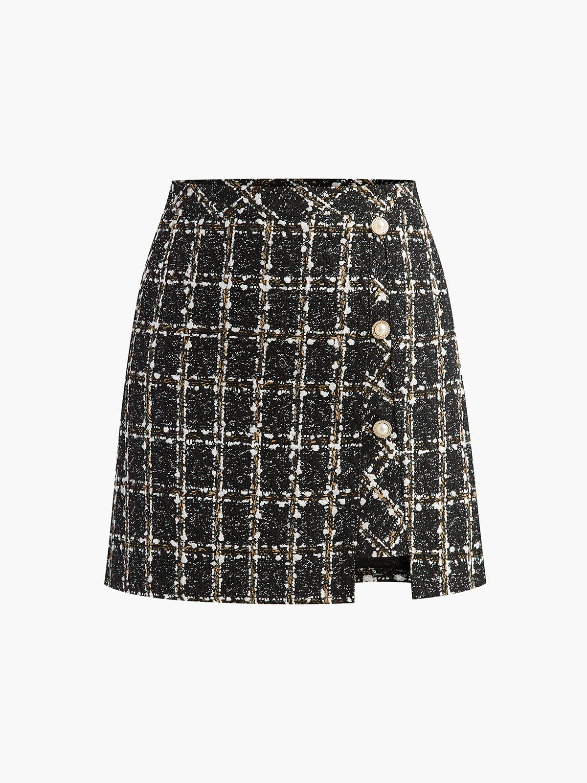 Mid-Waist Checked Mini Skirt-Chicvia