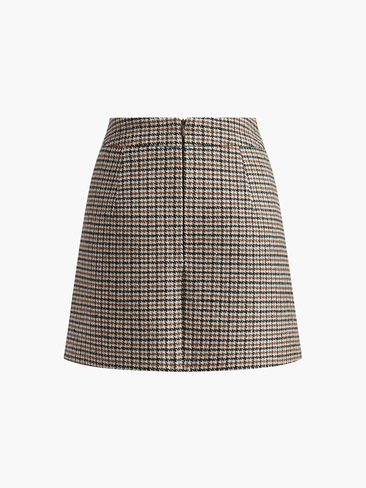 Houndstooth A-Line Mini Skirt-Chicvia