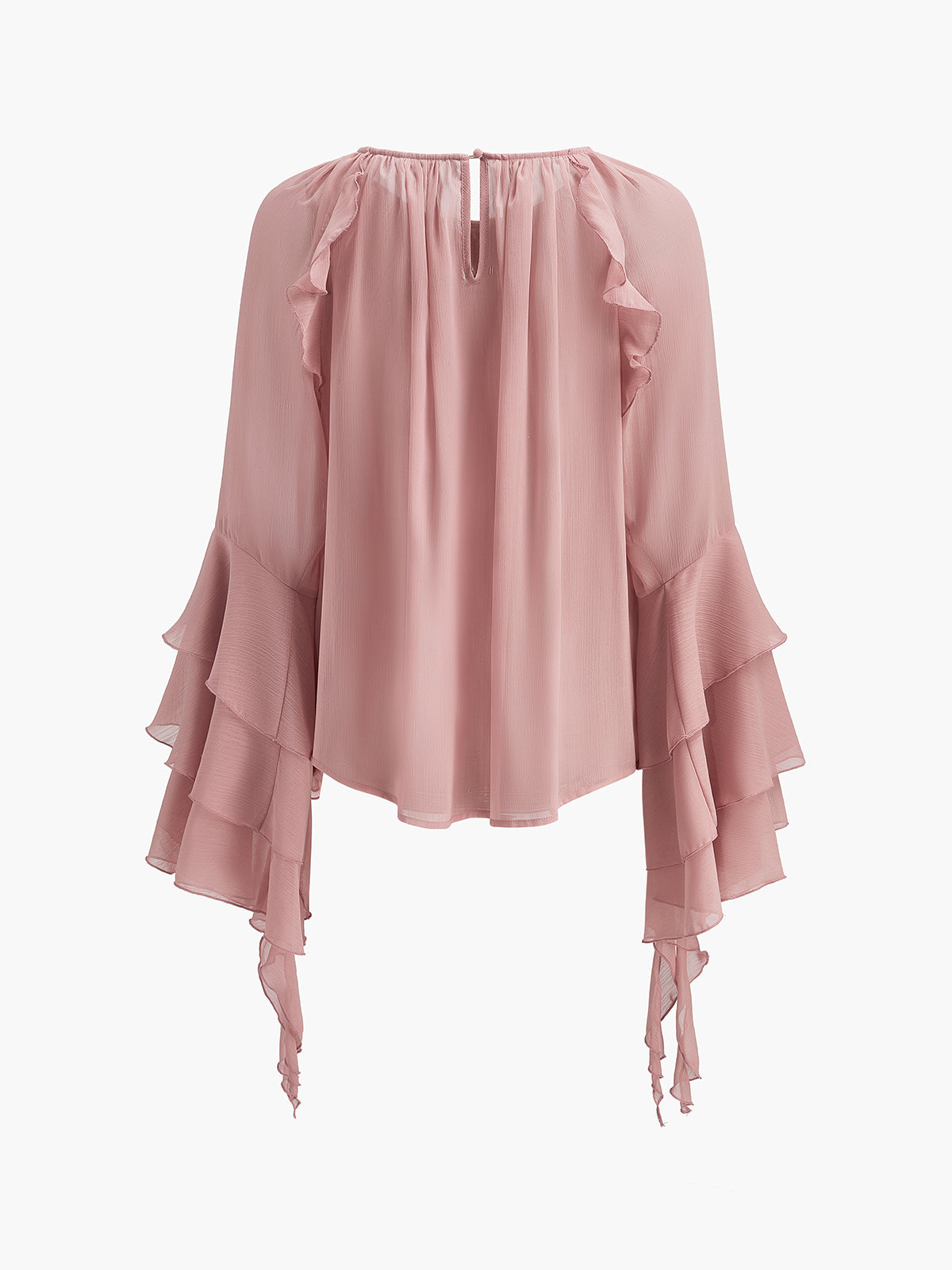 Chiffon Ruffle Sleeve Blouse-Chicvia