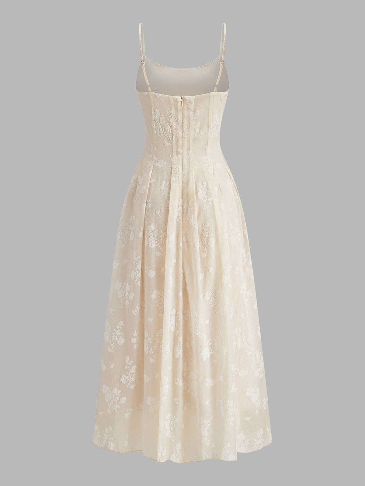 Floral Jacquard Long Dress-Chicvia