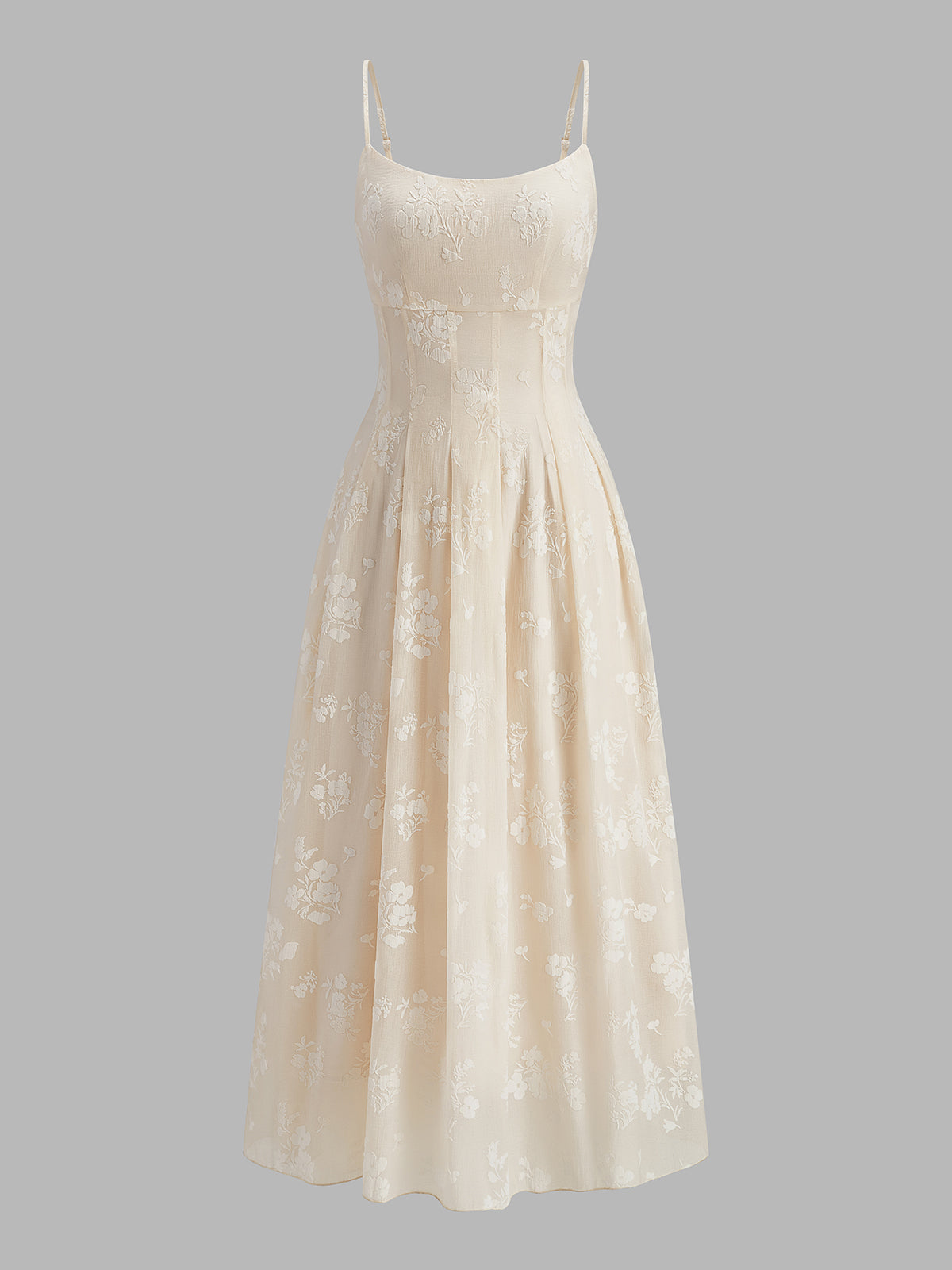 Floral Jacquard Long Dress-Chicvia