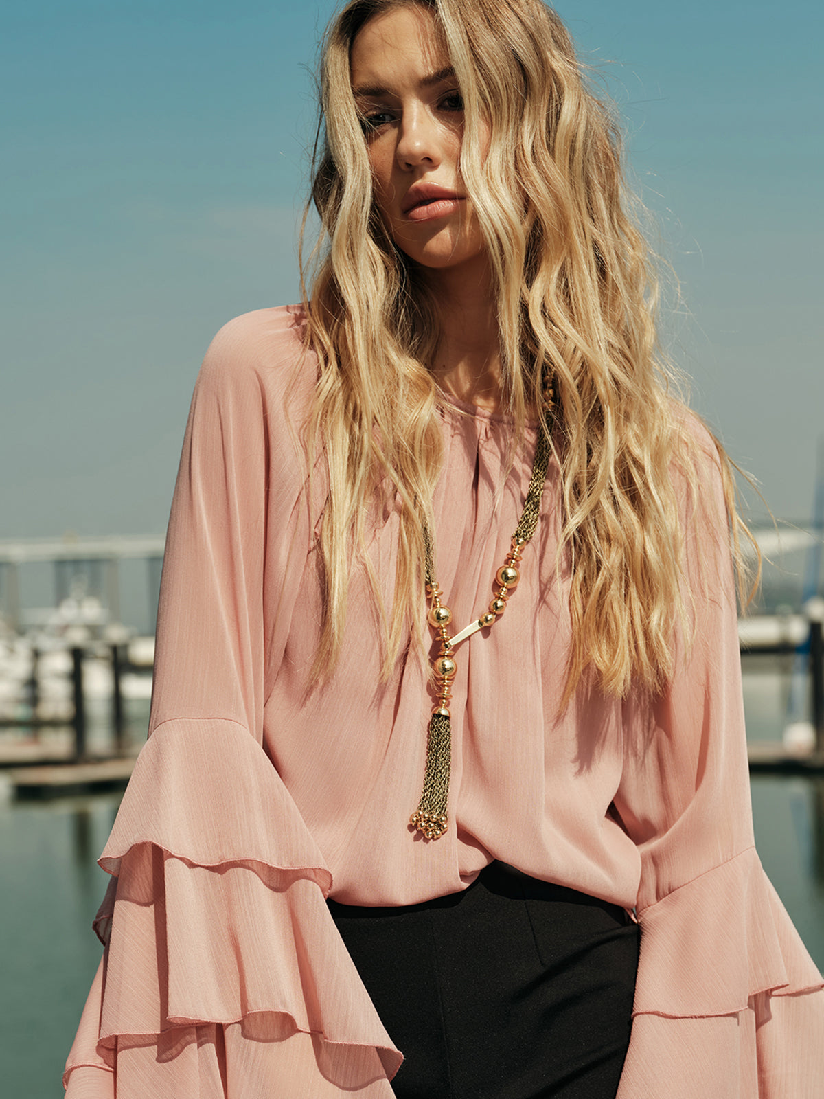 Metal Bead Tassel Necklace-Chicvia