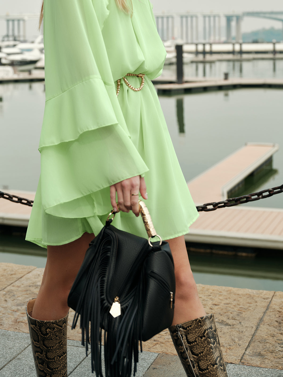 Fringe Handle Handbag-Chicvia