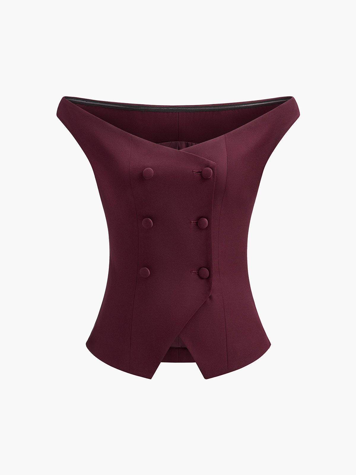 Cold Shoulder Button Split Top-Chicvia