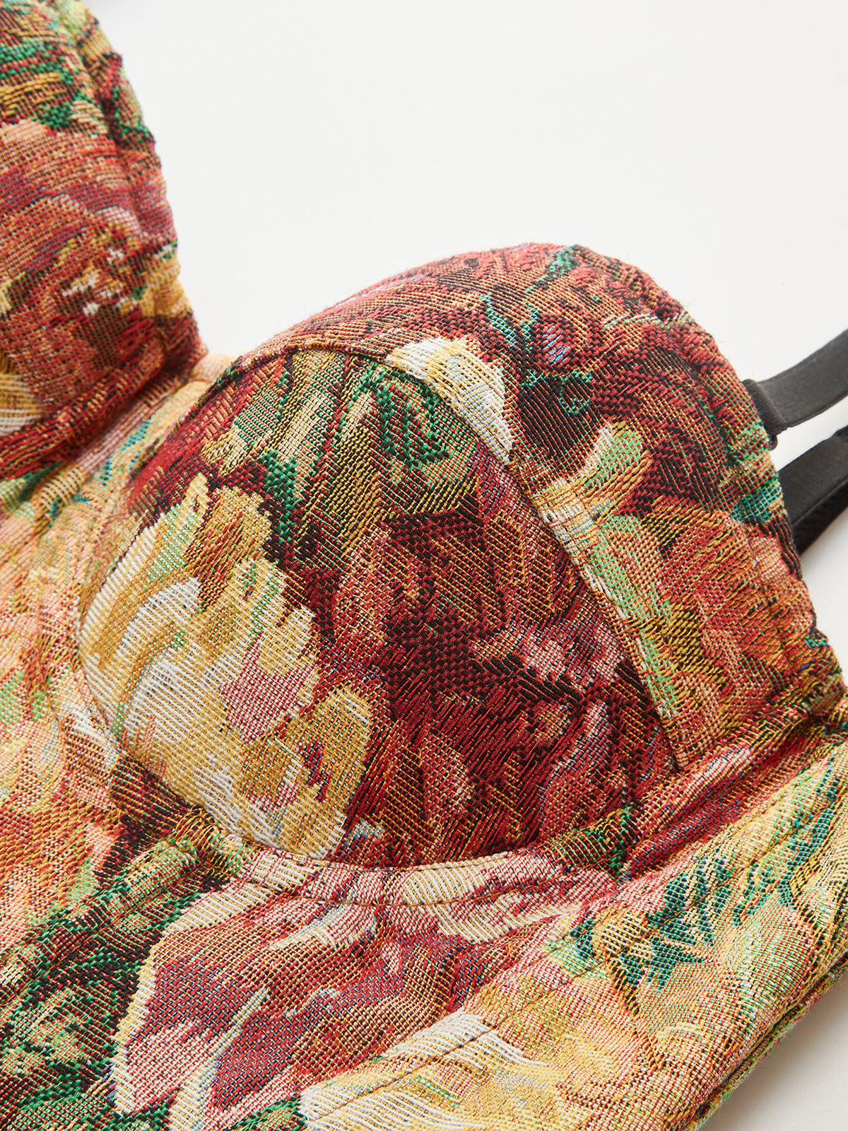 Floral Jacquard Bustier Corset Top-Chicvia
