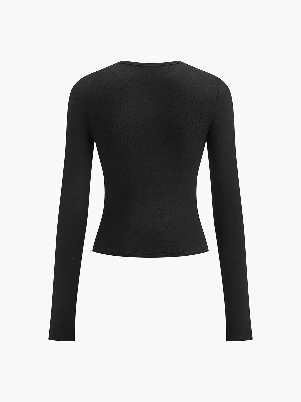 Double Keyholes Long Sleeve Top-Chicvia