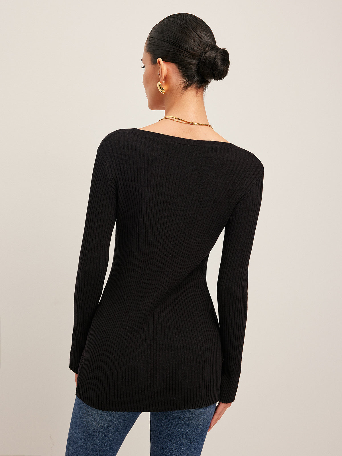 Ribbed Slit Button Cardigan-Chicvia