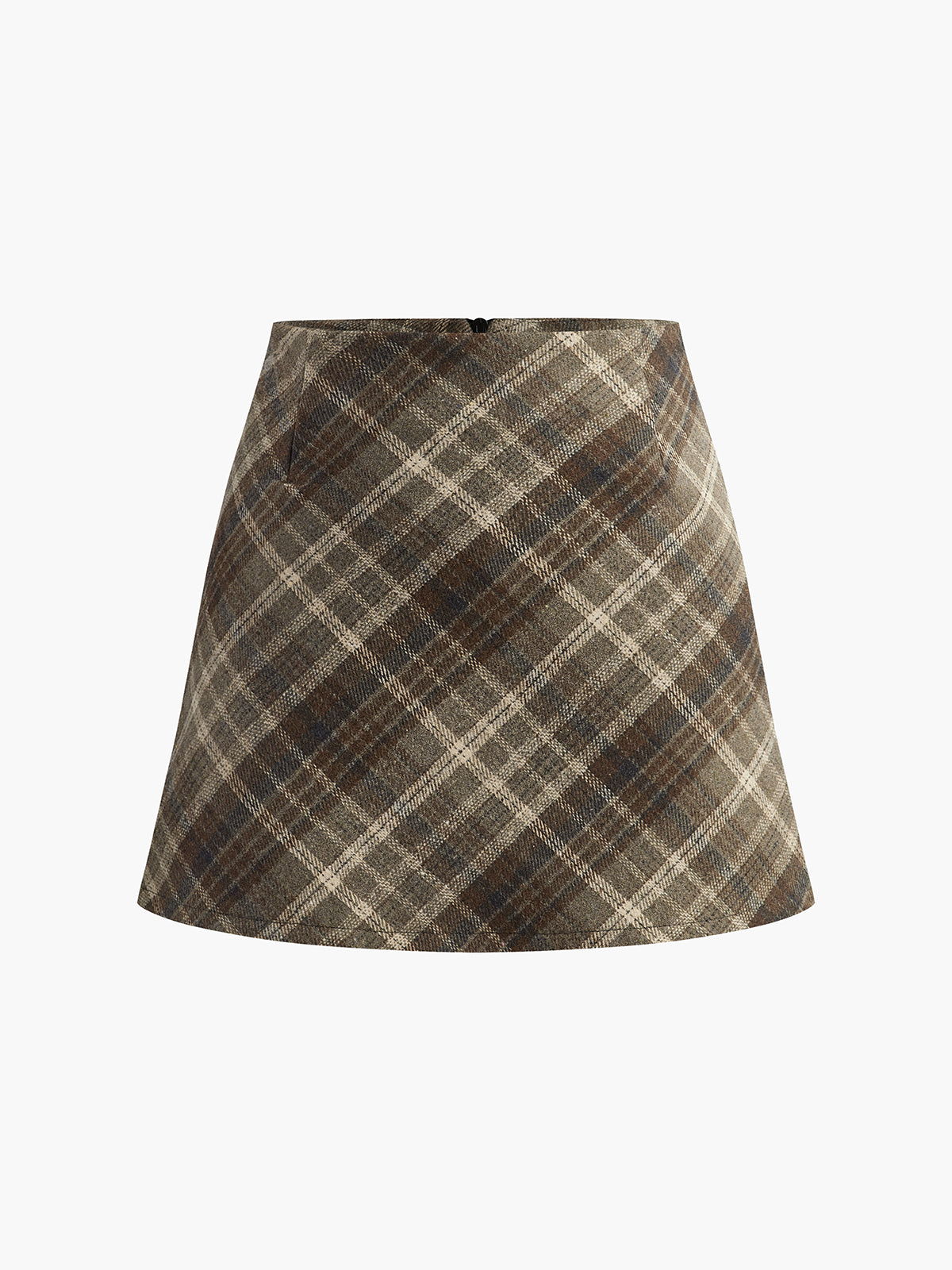 Mid-Waist Checked A-Line Skirt-Chicvia