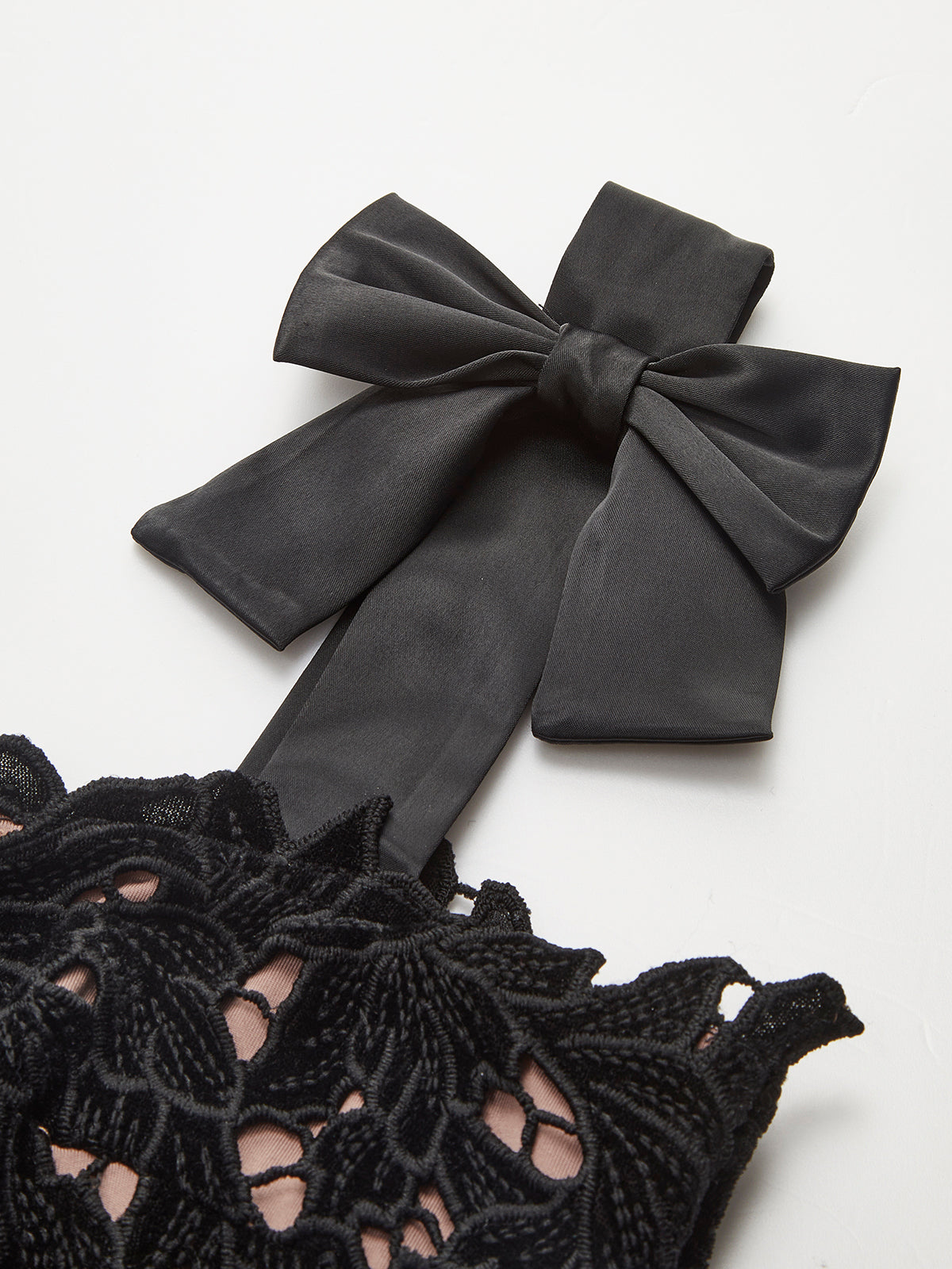 Floral Jacquard  Bow Straps Dress-Chicvia