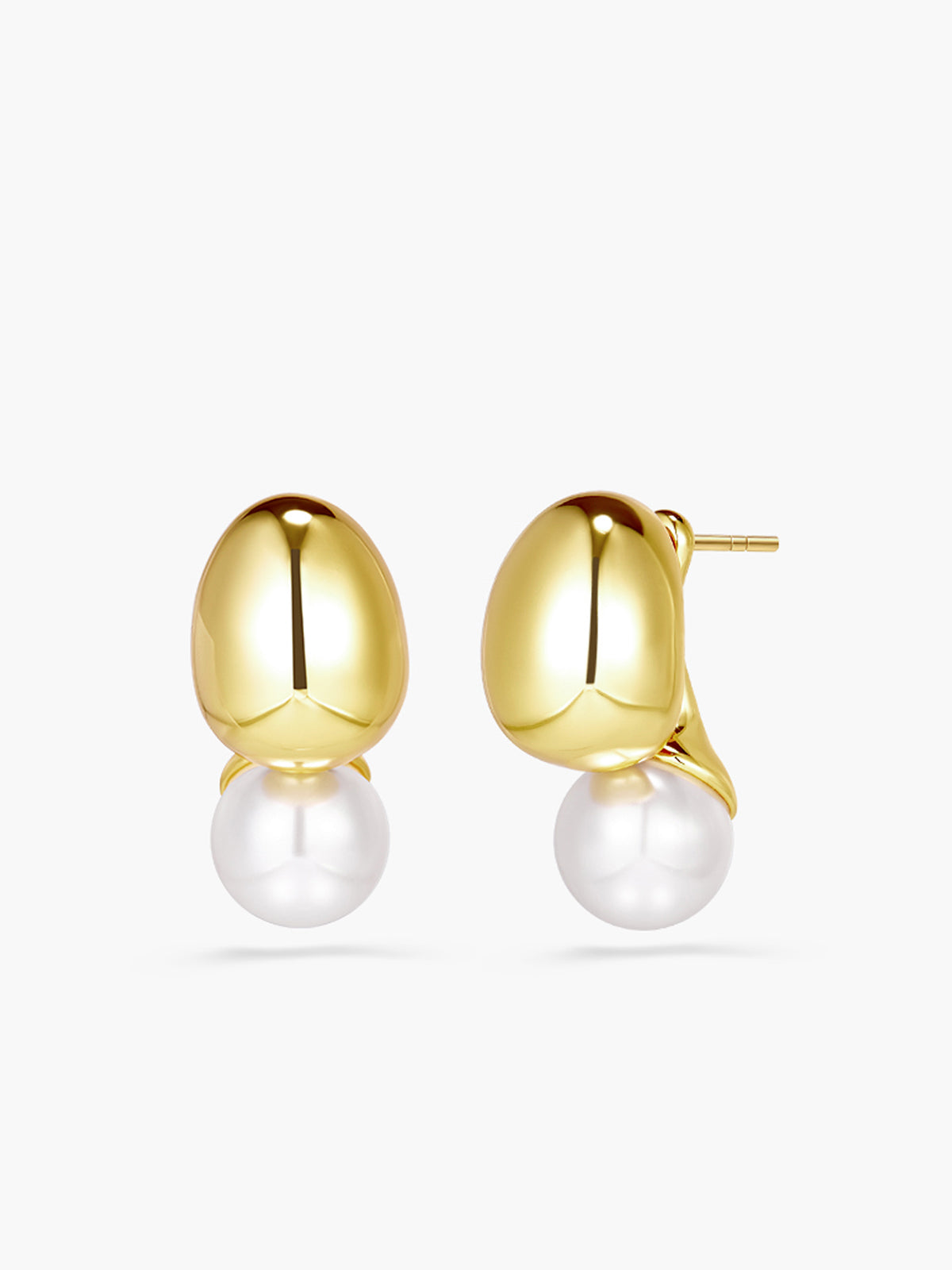 Detachable-Peal Golden Bean Stud Earrings-Chicvia