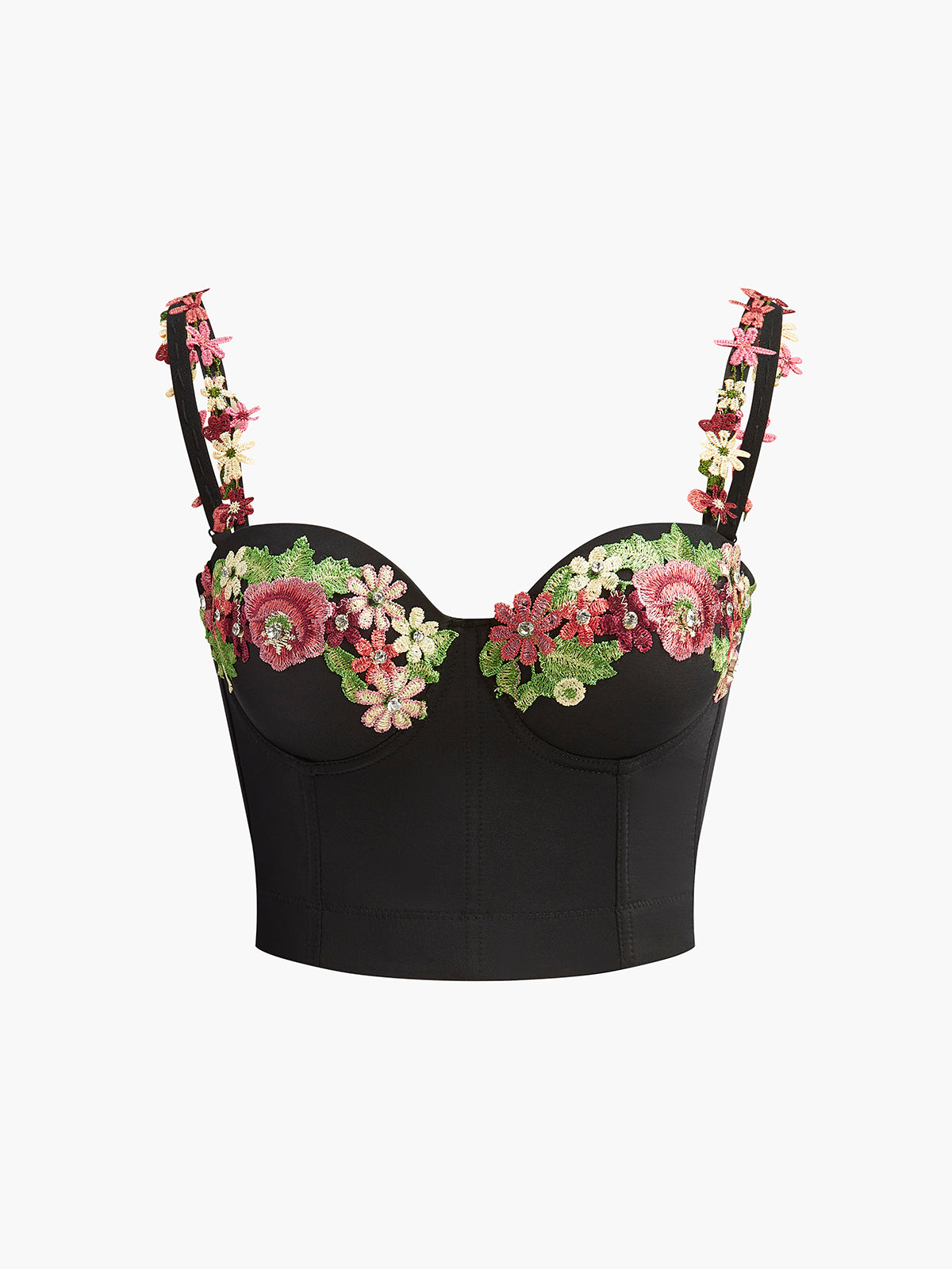 Floral Embroidered Corset-Chicvia