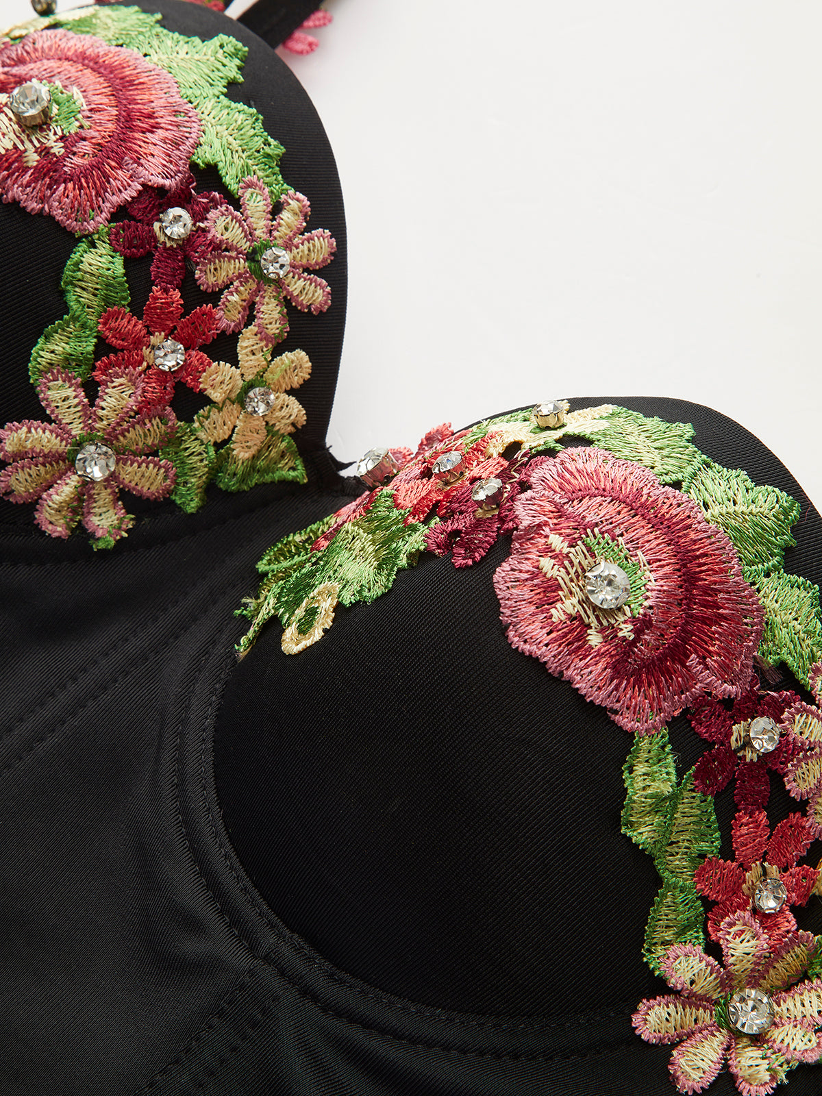 Floral Embroidered Corset-Chicvia