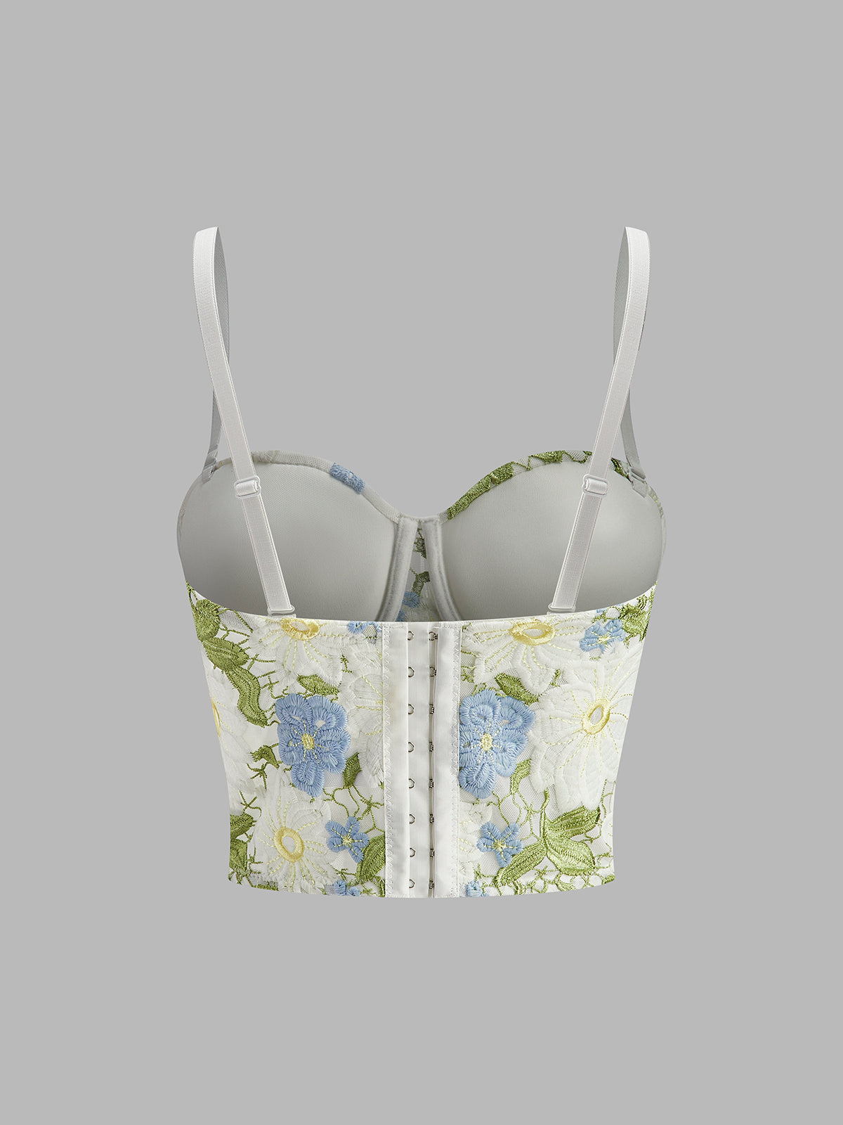 Floral Embroidered Sweetheart Corset-Chicvia