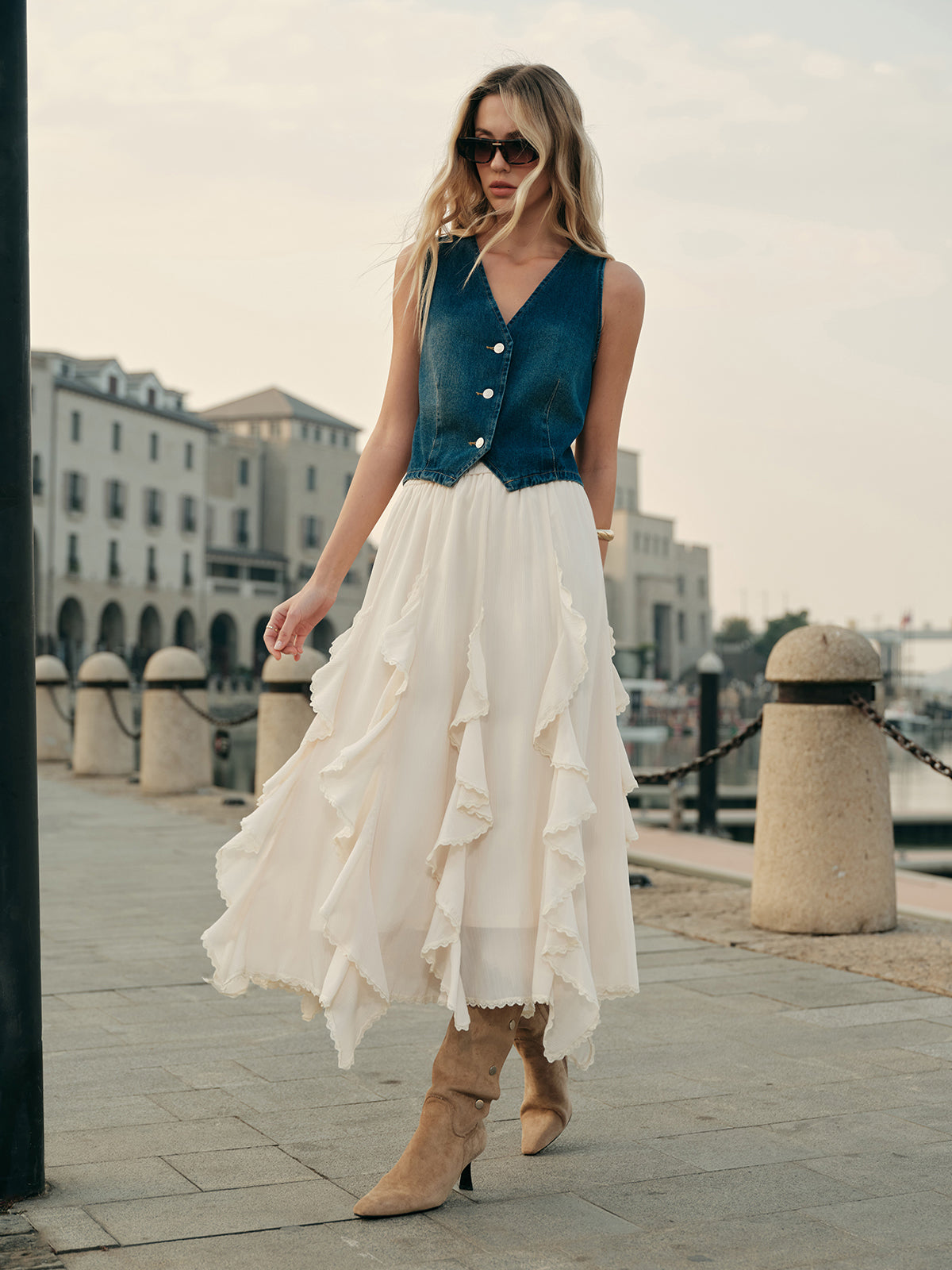Flowy Ruffled Skirt-Chicvia