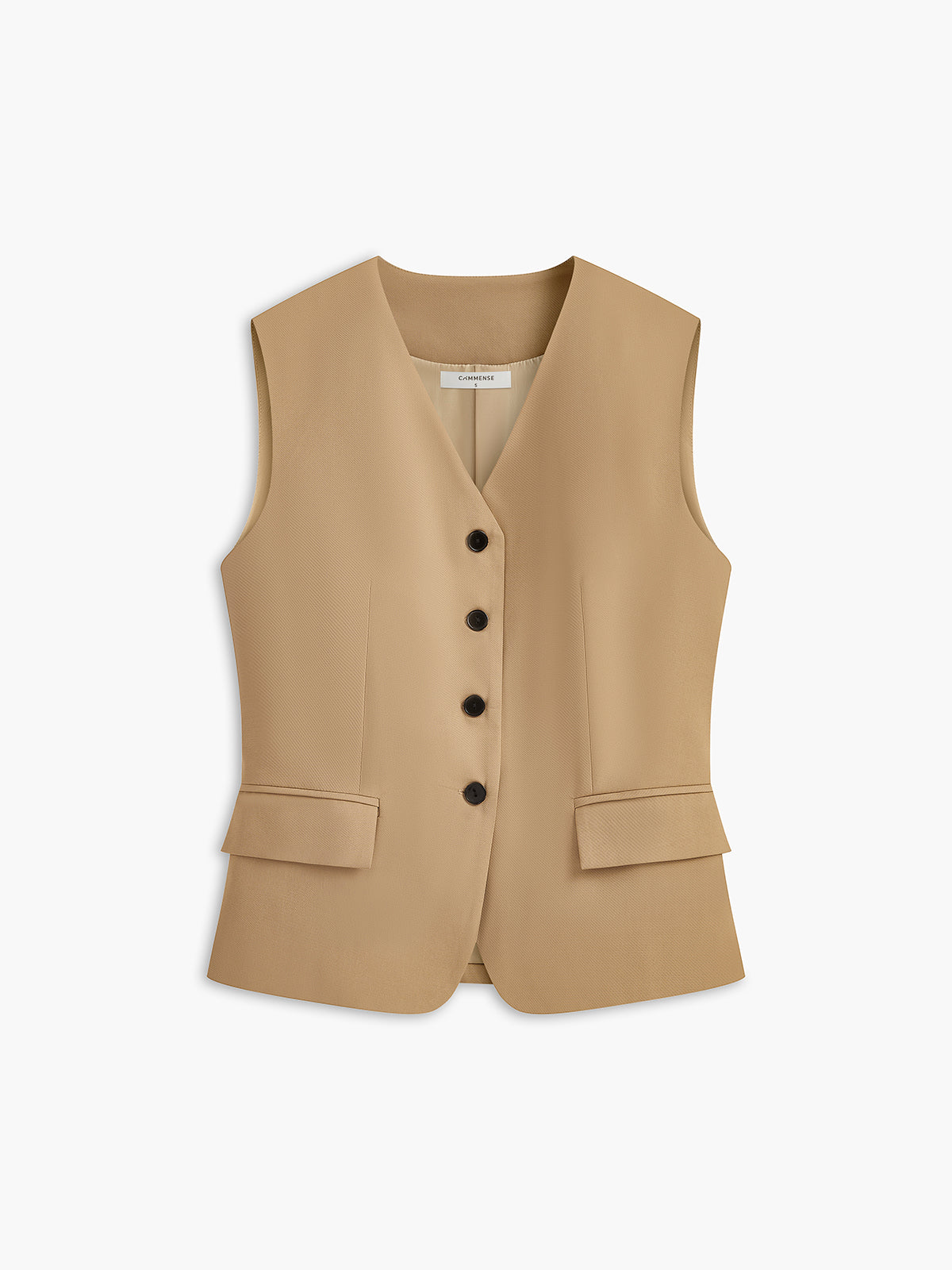 Button-Front Belted Vest-Chicvia