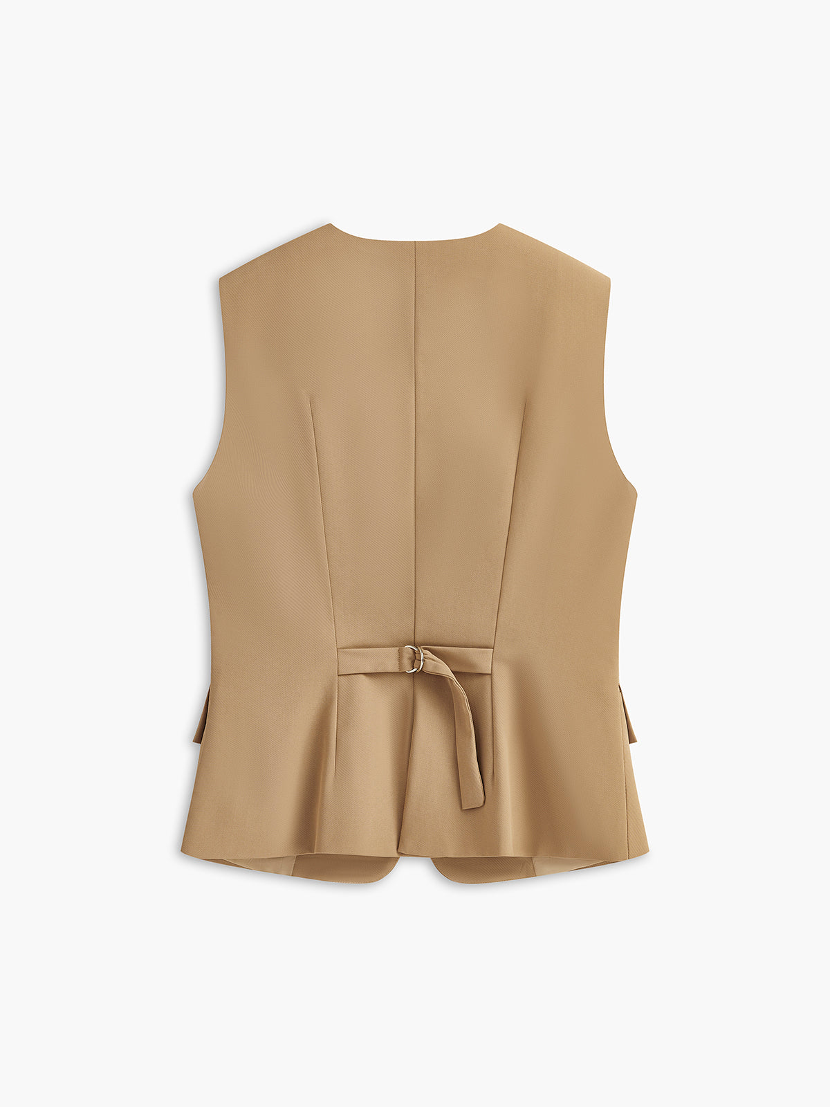 Button-Front Belted Vest-Chicvia