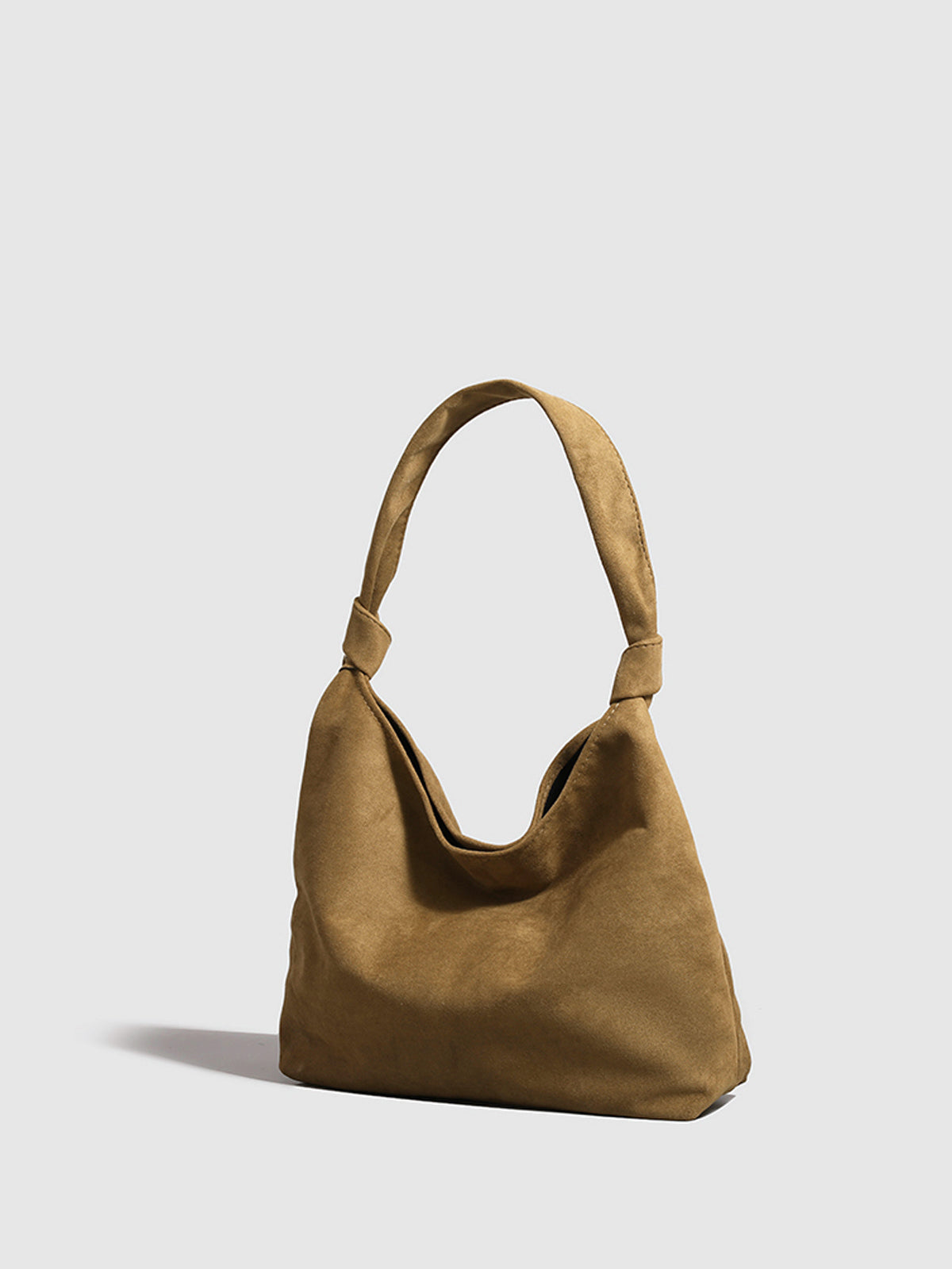 Knotted Suede Hobo Bag-Chicvia