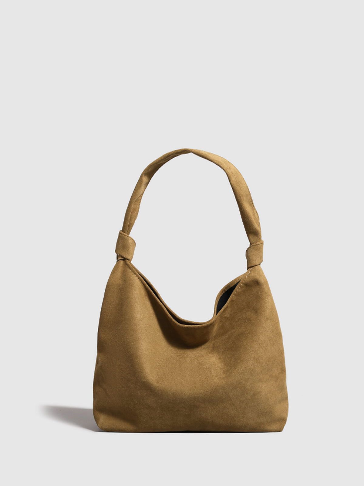 Knotted Suede Hobo Bag-Chicvia